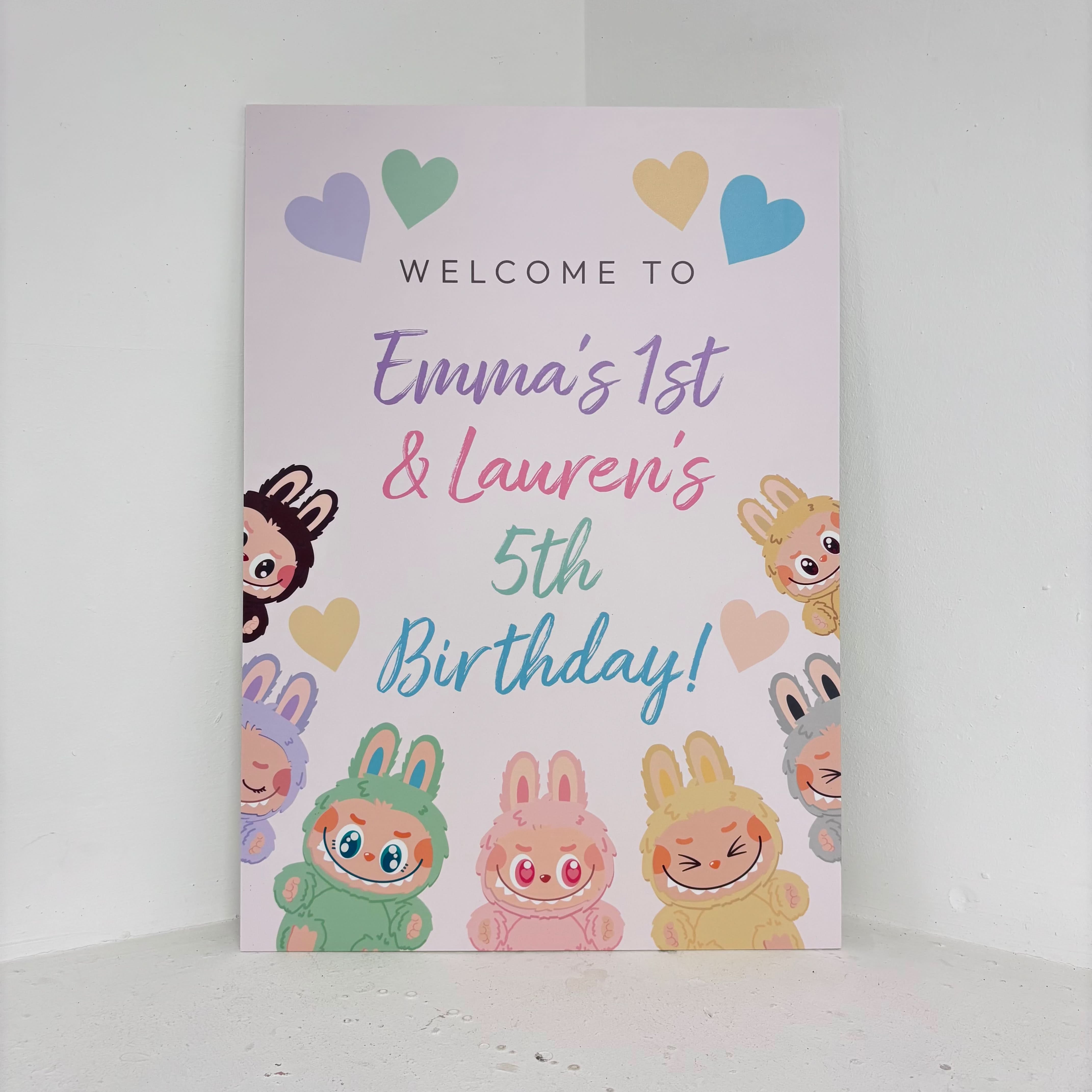 Little Monsters personalised Halloween easel sign with cute monster characters on waterproof foamex