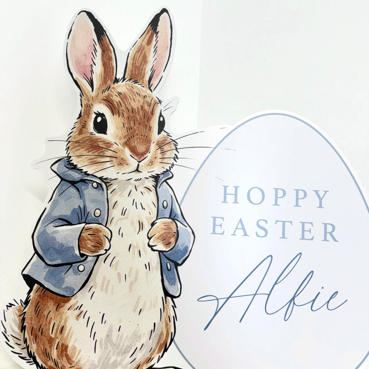 Blue Rabbit Personalised Easter Sign