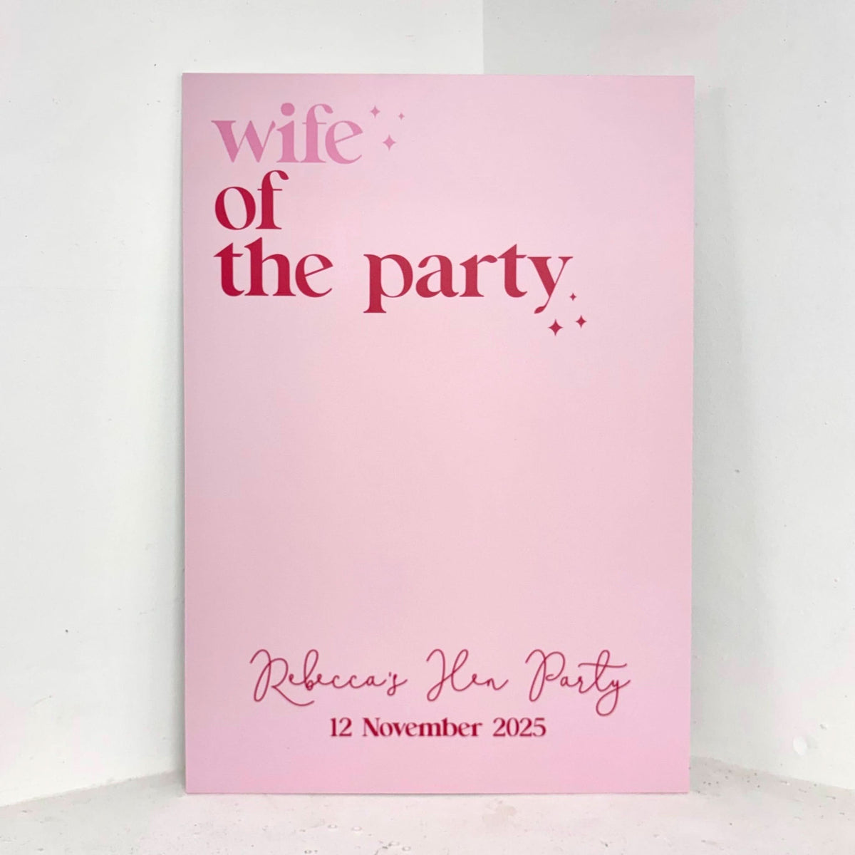 Personalised Wife of the Party Easel Sign - Lifestyle Photo | Zebra Print