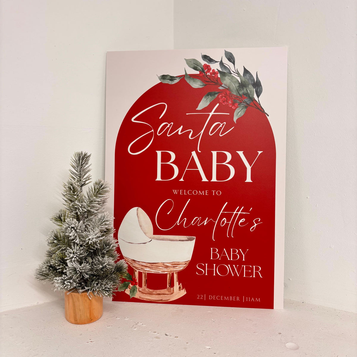 Personalised Santa Baby Easel Sign | Zebra Print