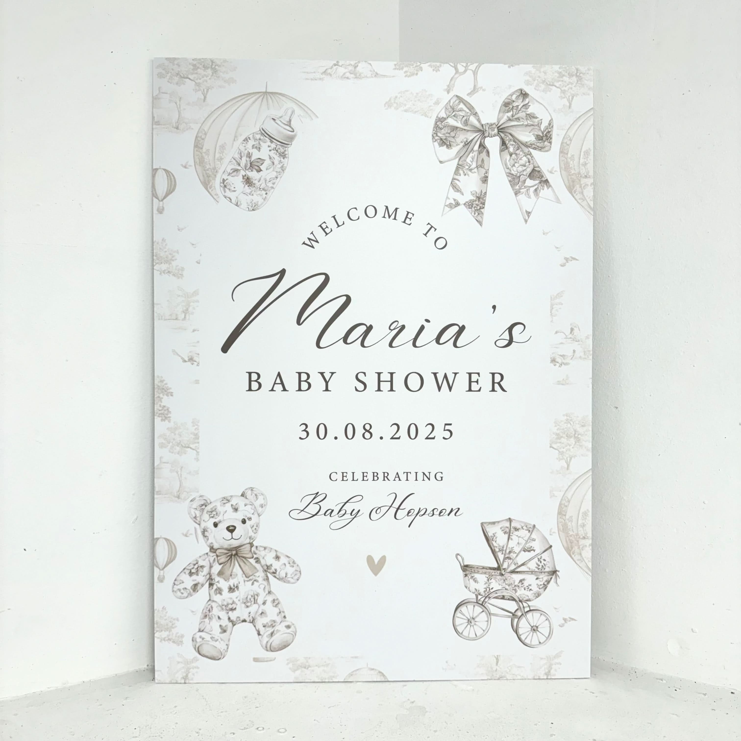 Cream Baby Shower Easel Sign