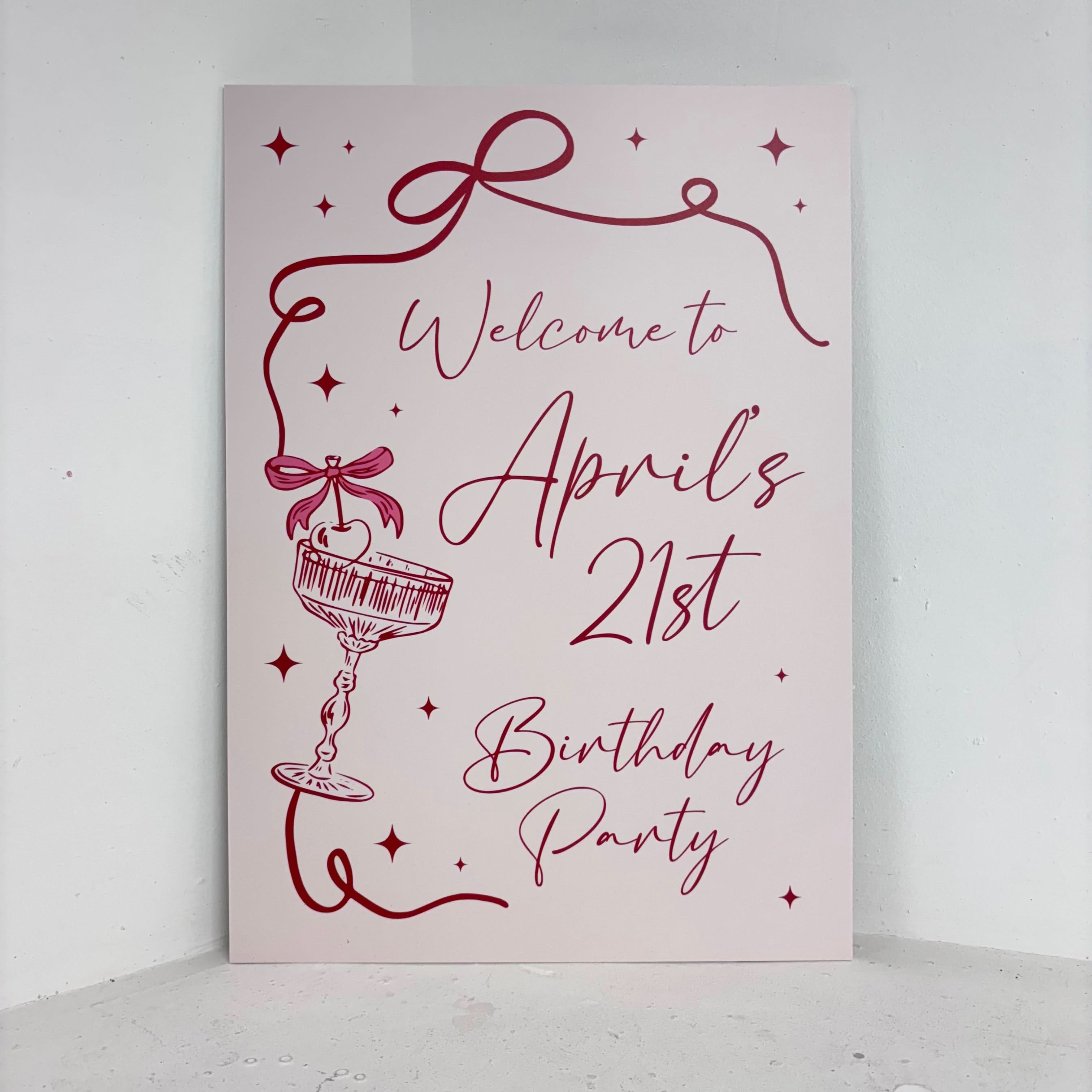 Cocktail 21st Birthday Easel Sign