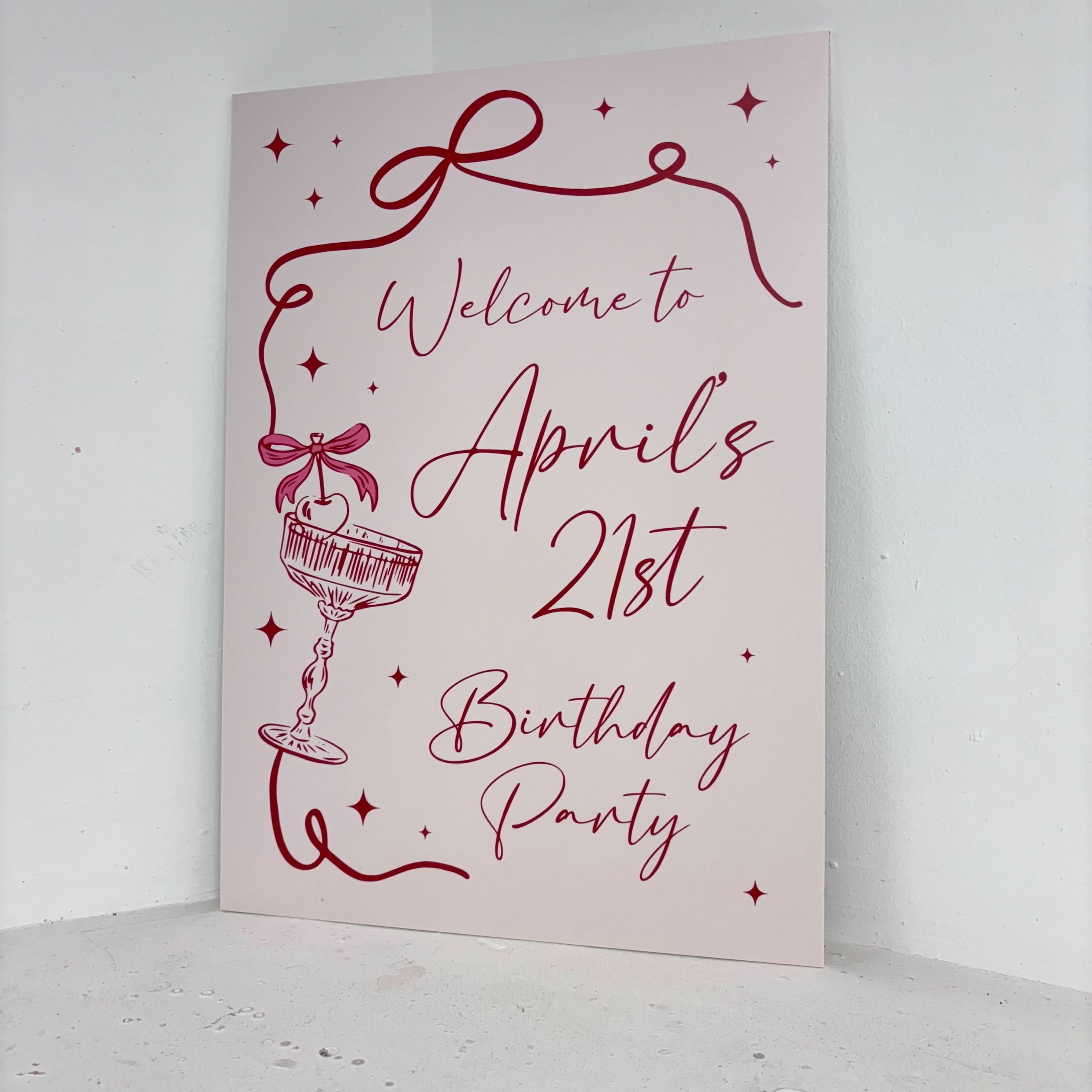 Cocktail 21st Birthday Easel Sign
