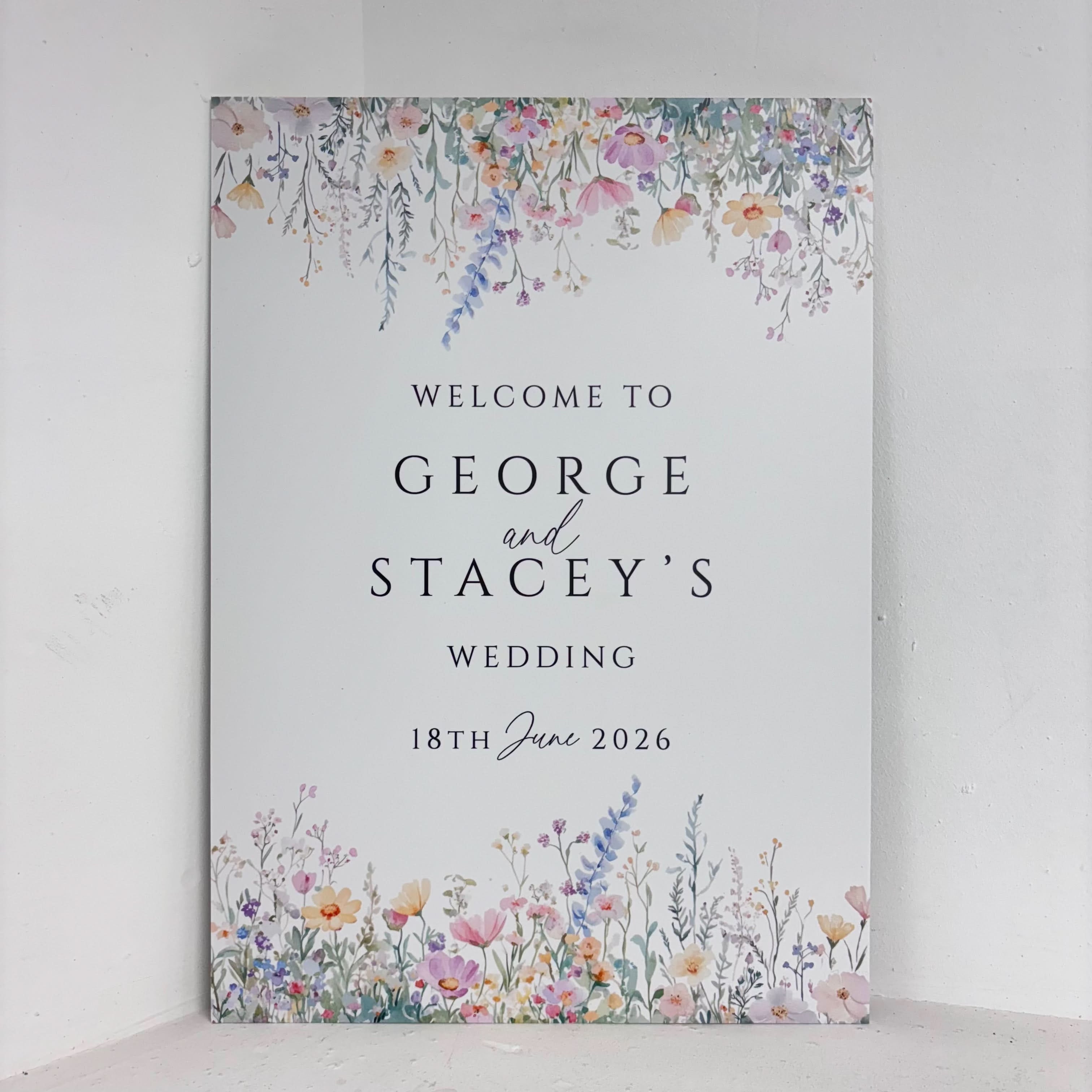 Floral Wedding Easel Sign
