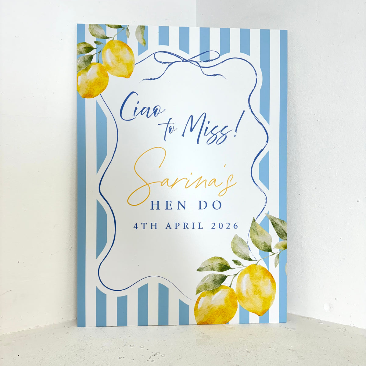 Personalised Caio to Miss Easel Sign - Front View | Zebra Print