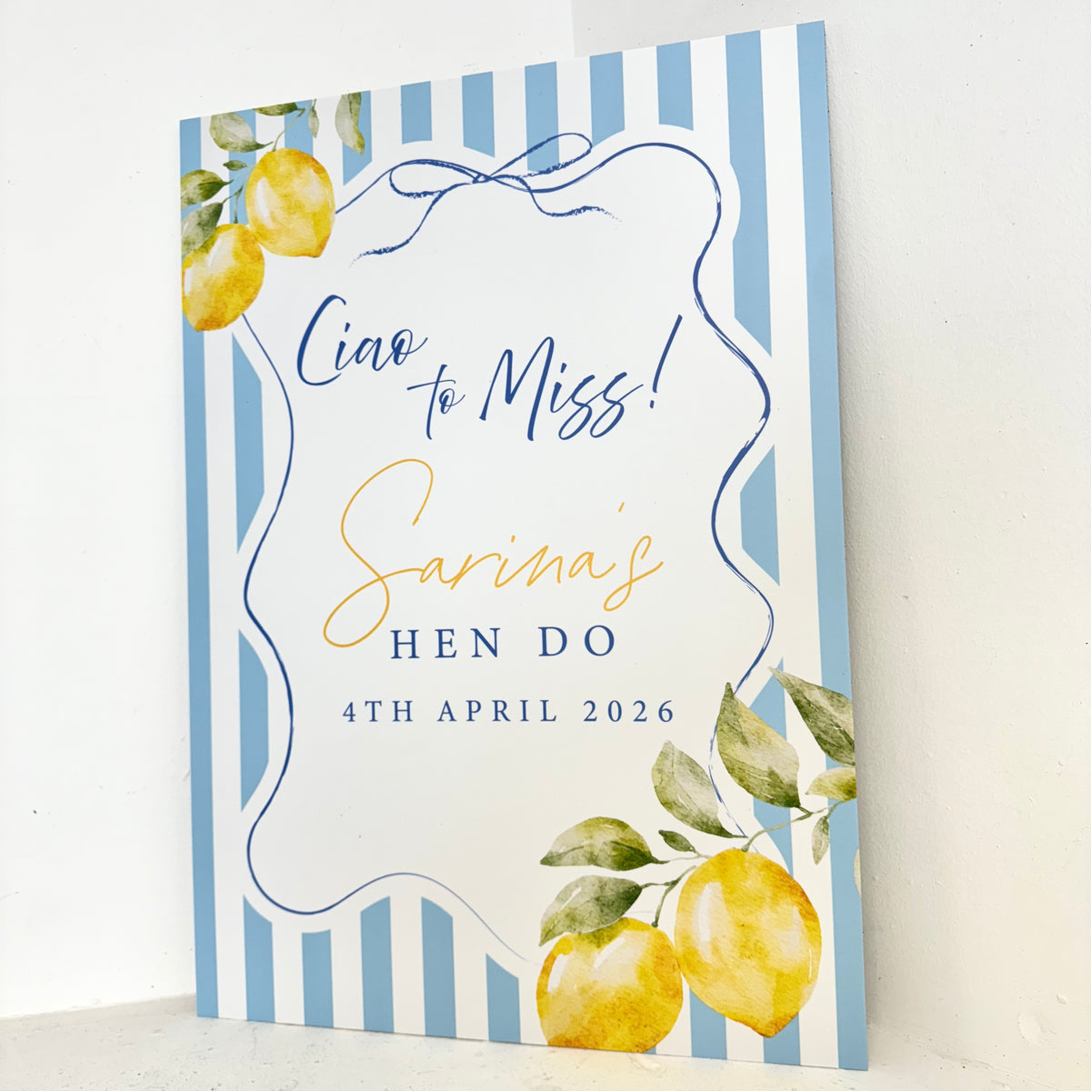Personalised Caio to Miss Easel Sign - Lifestyle Photo | Zebra Print