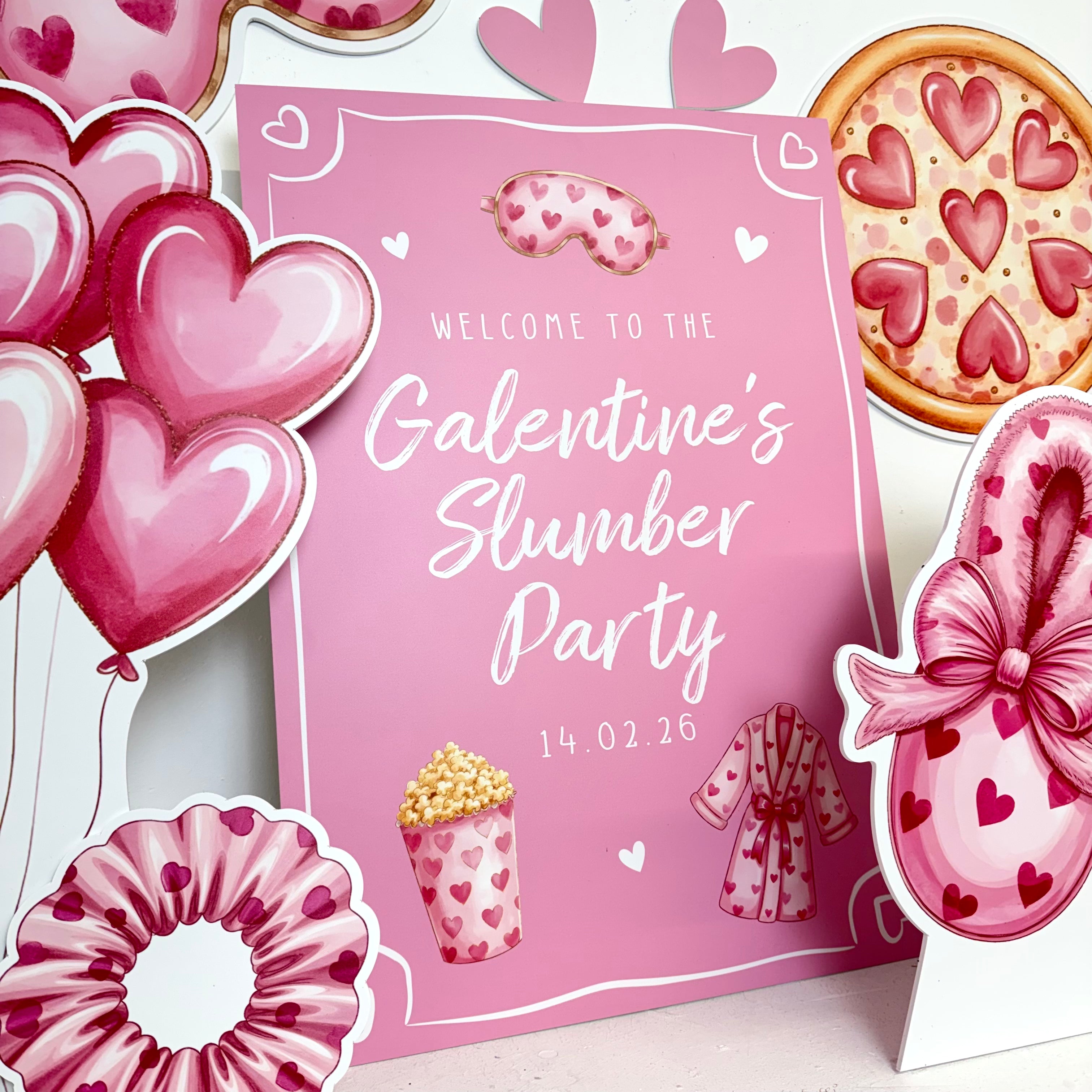 Personalised MINI Galentines Sleepover Bundle - Front View | Zebra Print