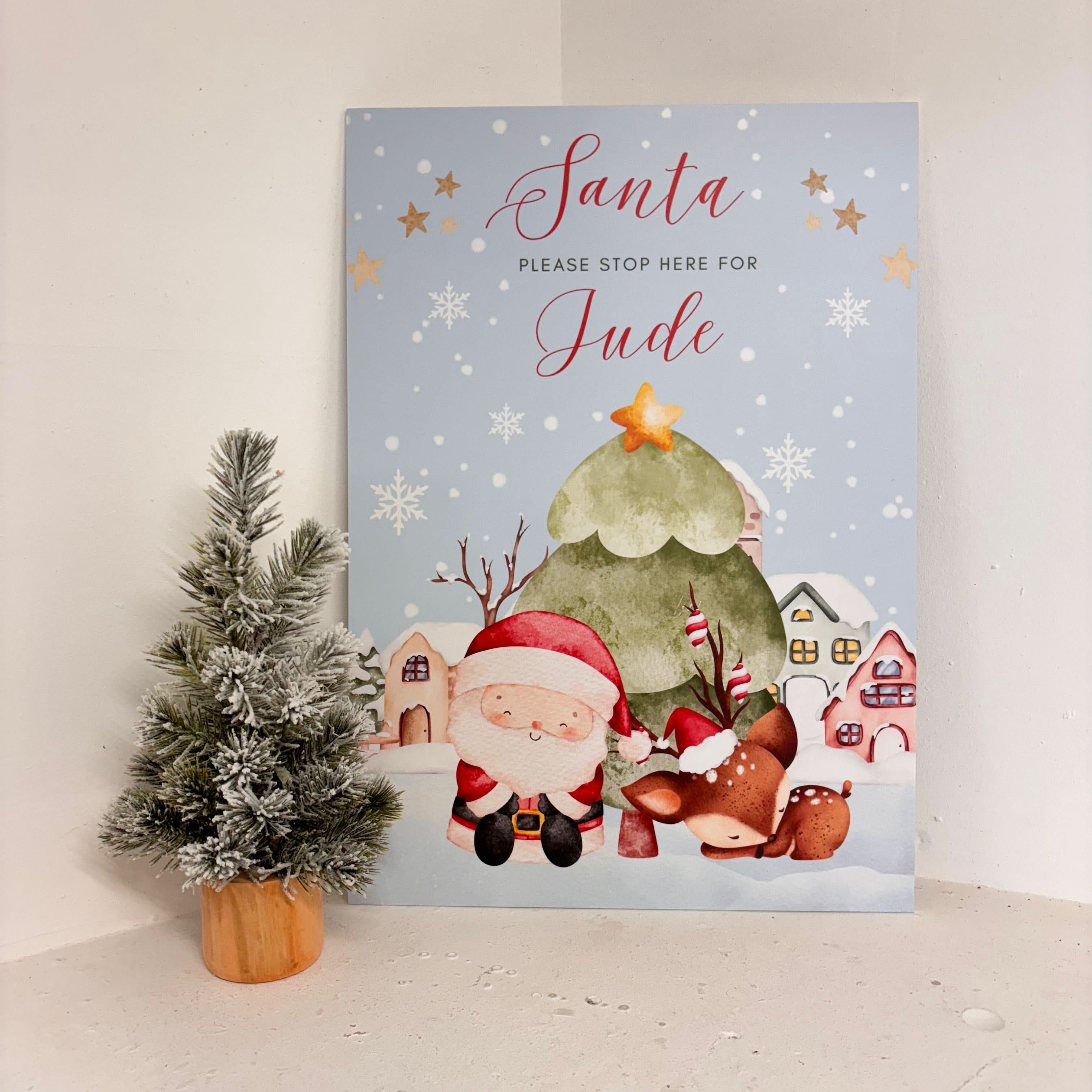 Santa Stop Here Boy Easel Sign