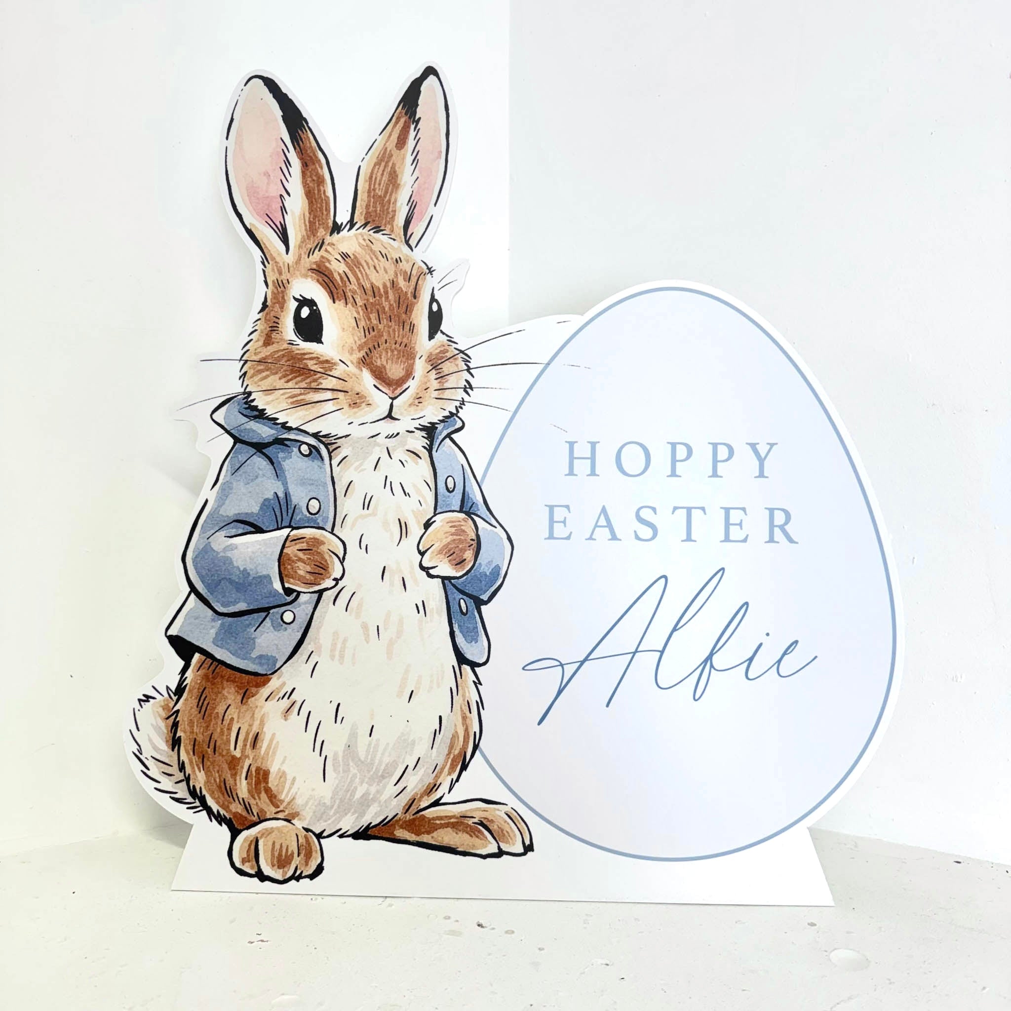 Blue Rabbit Personalised Easter Sign