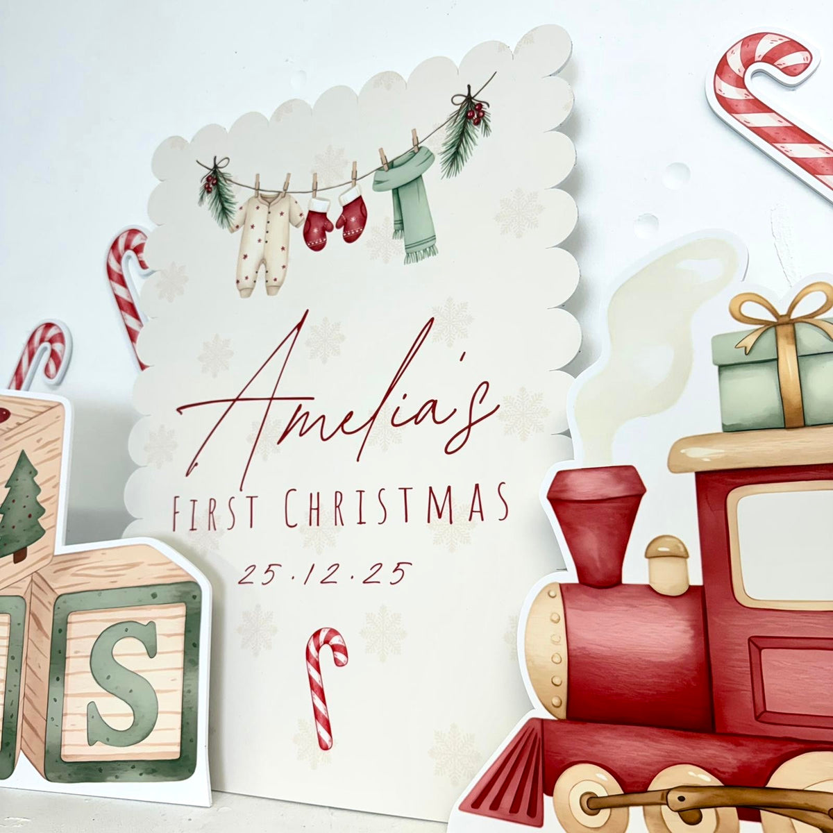 Personalised Mini Magical First Christmas - Front View | Zebra Print
