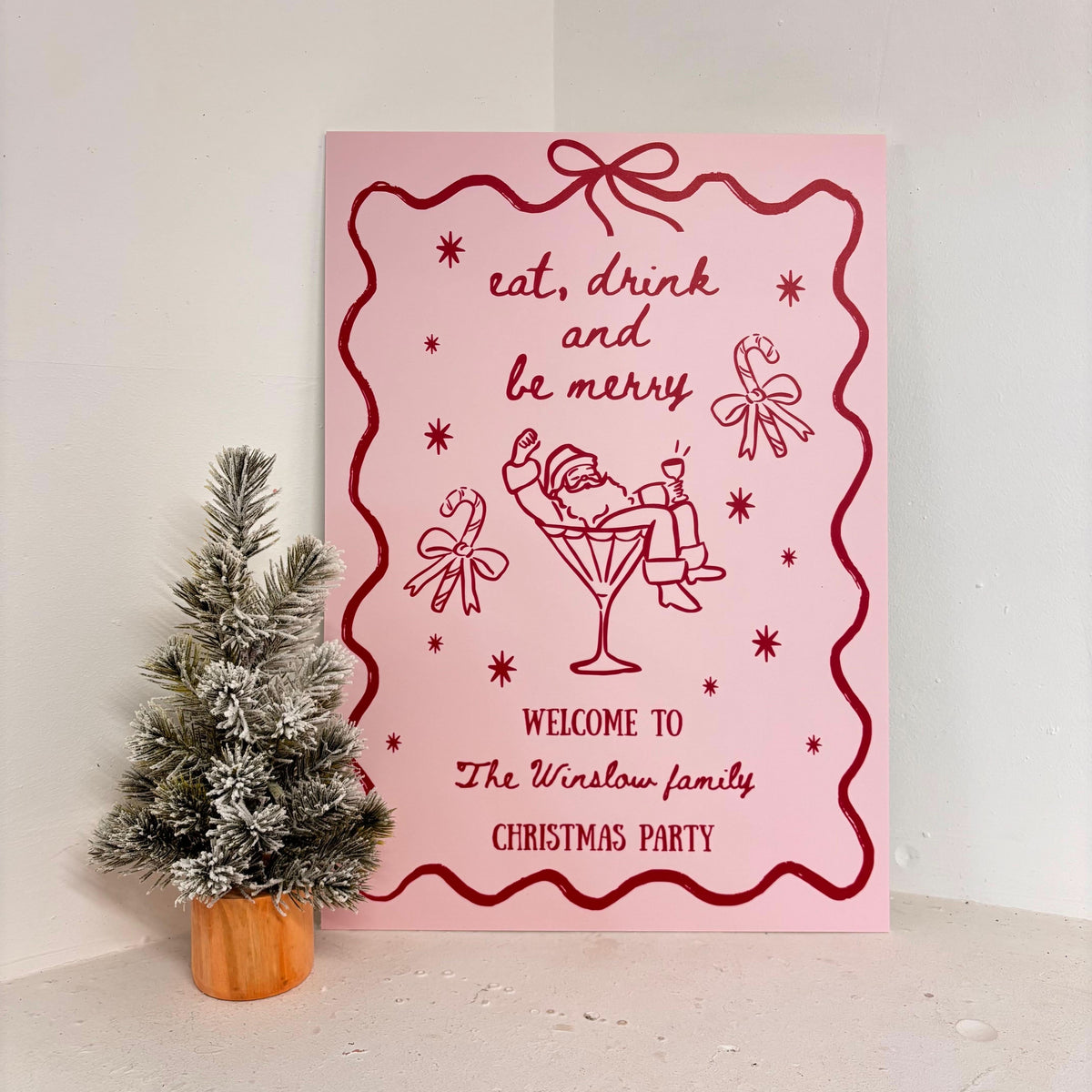 Personalised Eat, Drink & Be Merry Easel Sign | Zebra Print