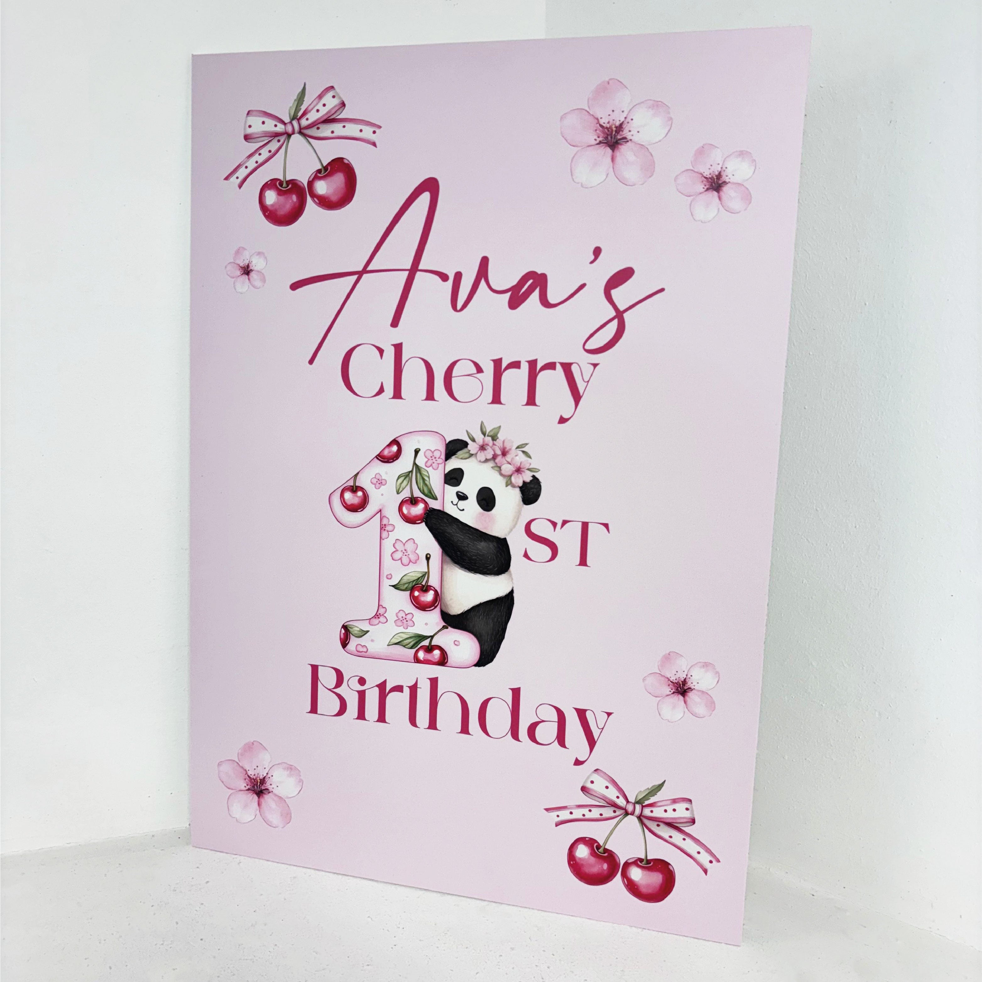 Cherry First Birthday Easel Sign