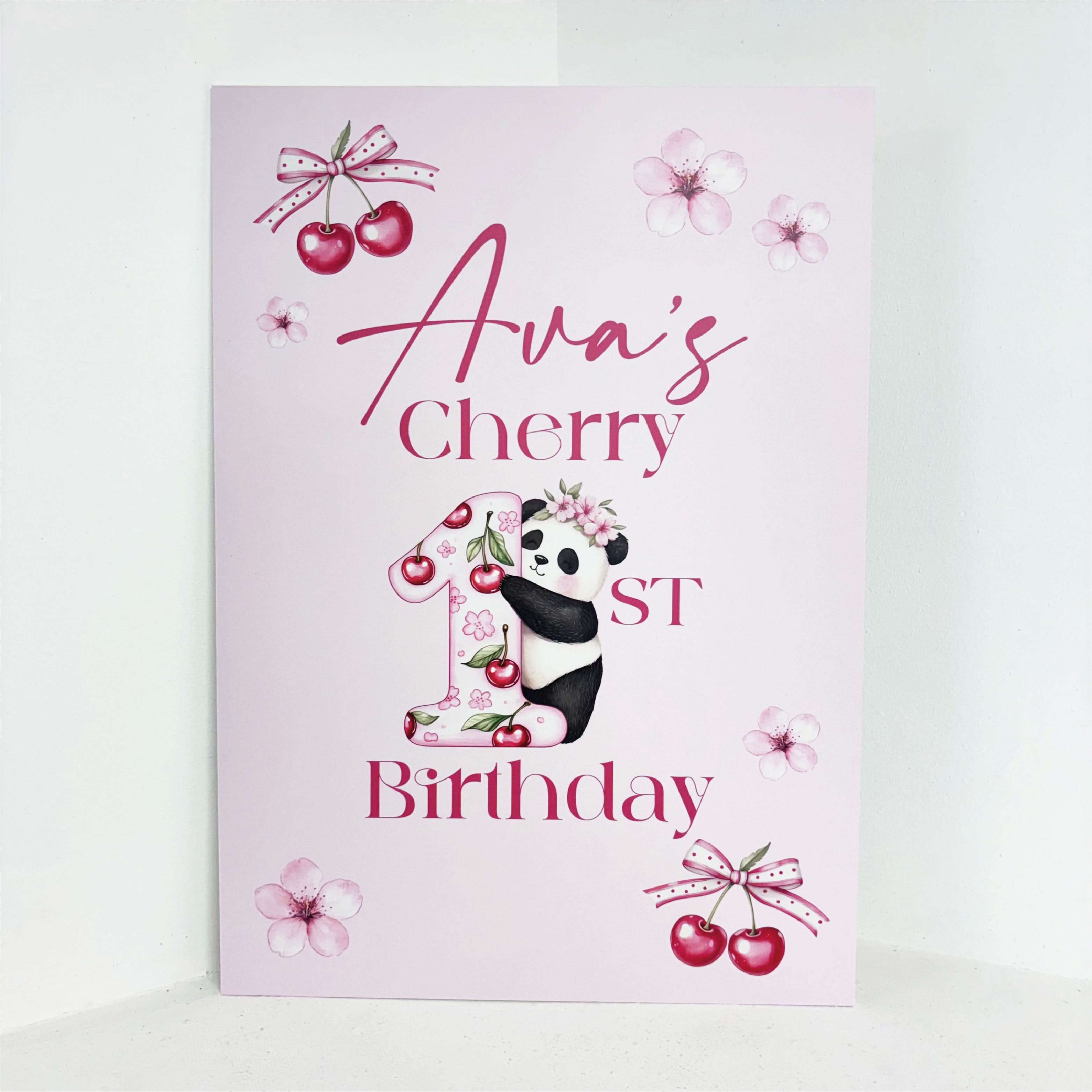 Cherry First Birthday Easel Sign