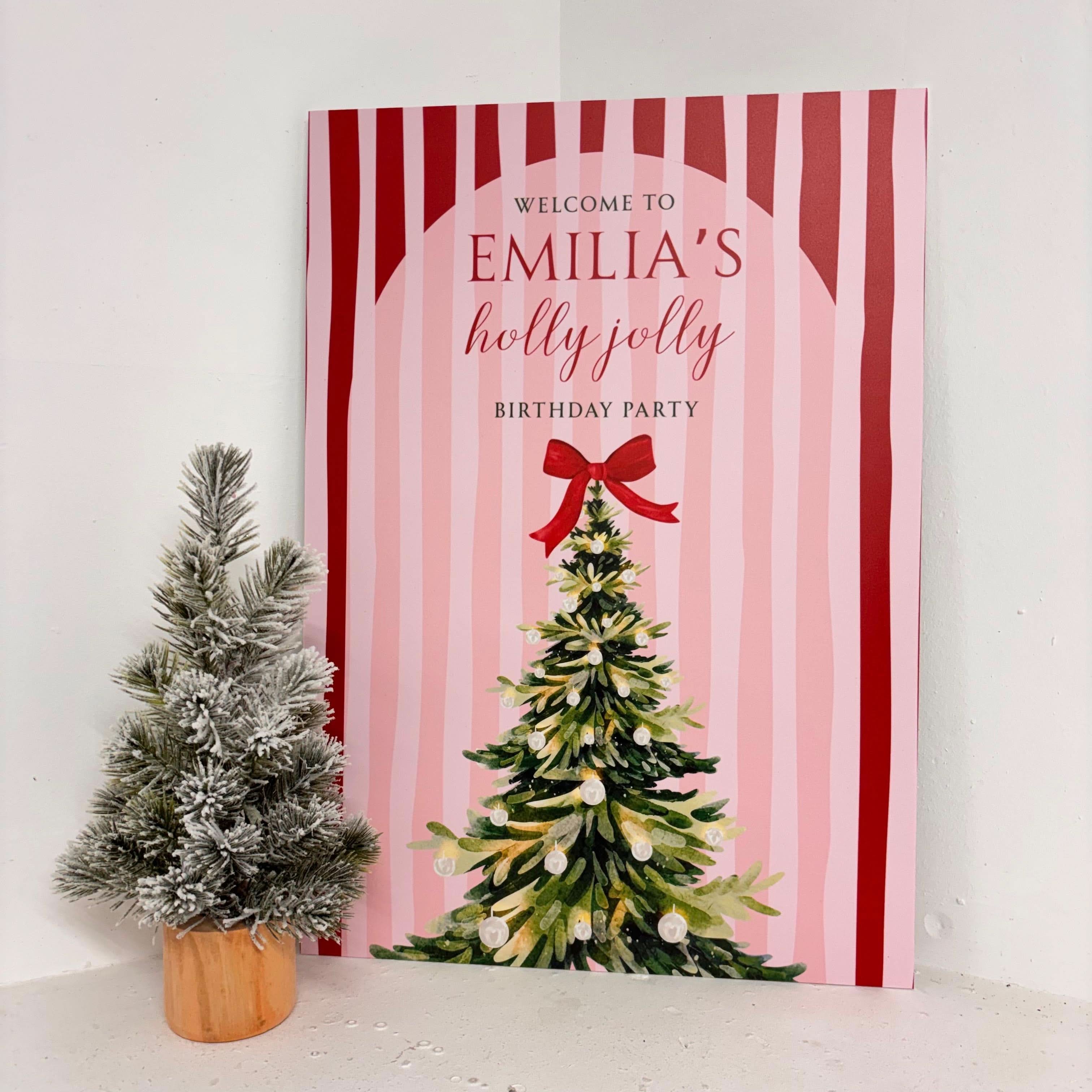 Holly Jolly Birthday Easel Sign