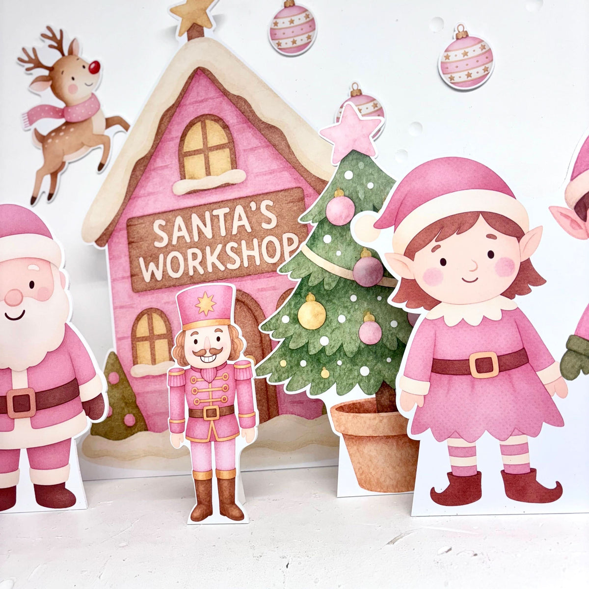 Personalised MINI Pink Santas Workshop Bundle - Front View | Zebra Print
