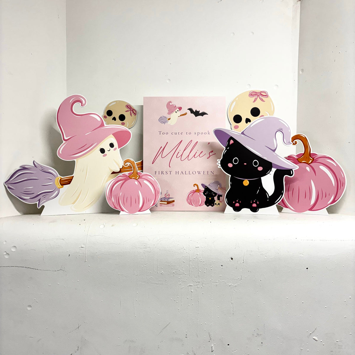 Personalised MINI Too Cute to Spook bundle - Front View | Zebra Print
