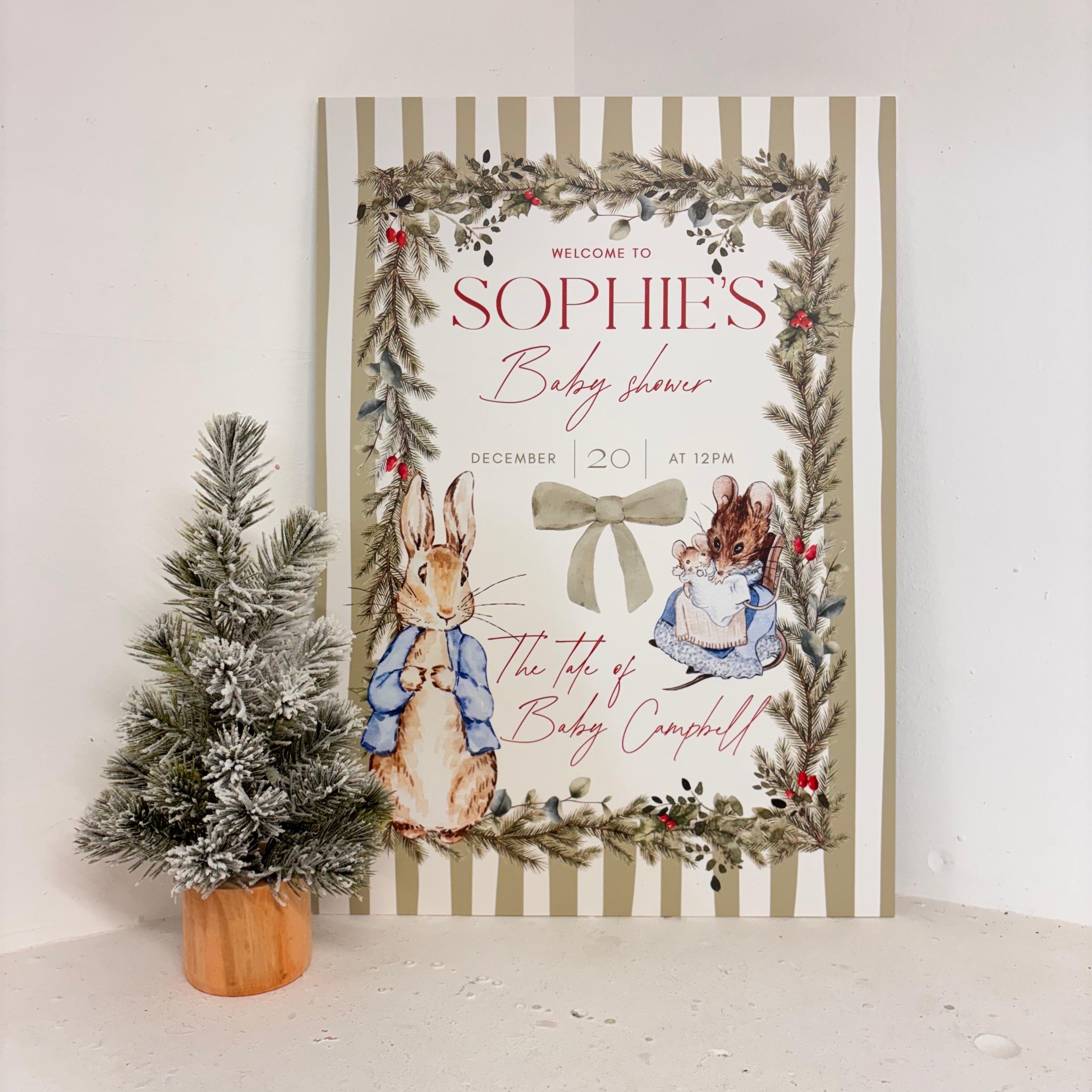Little Cottontail Spring Baby Shower Easel Sign
