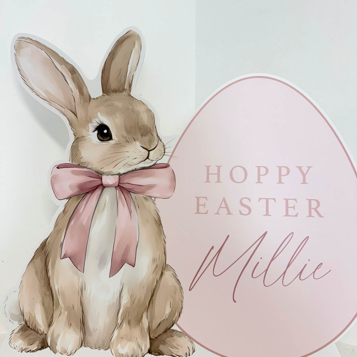 Pink Rabbit Personalised Easter Sign - Lifestyle Photo | Zebra Print
