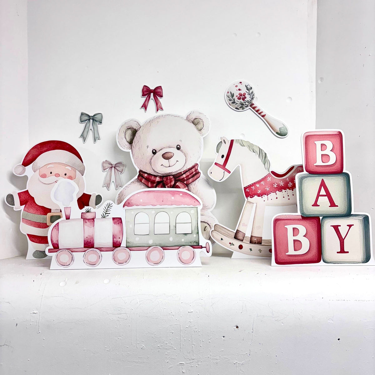 Personalised MINI Babies First Christmas bundle - Front View | Zebra Print