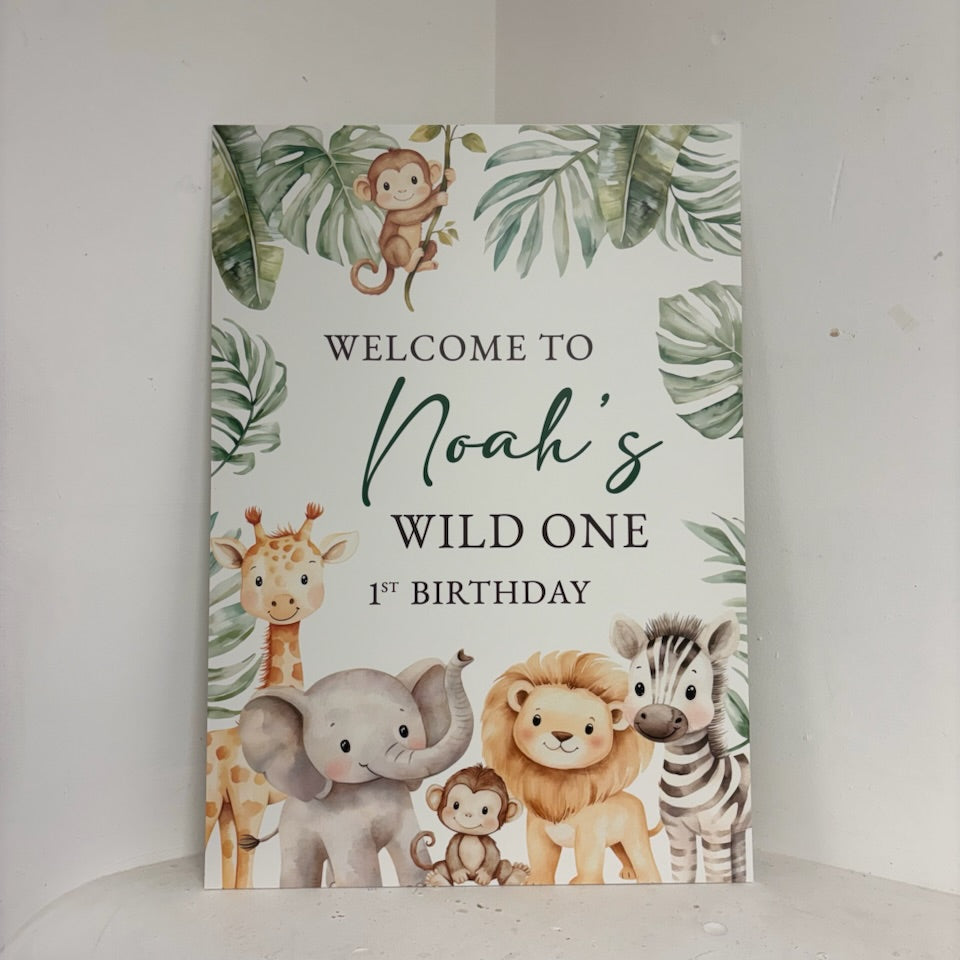 Wild ONE Safari Easel Sign