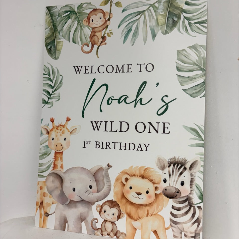 Wild ONE Safari Easel Sign