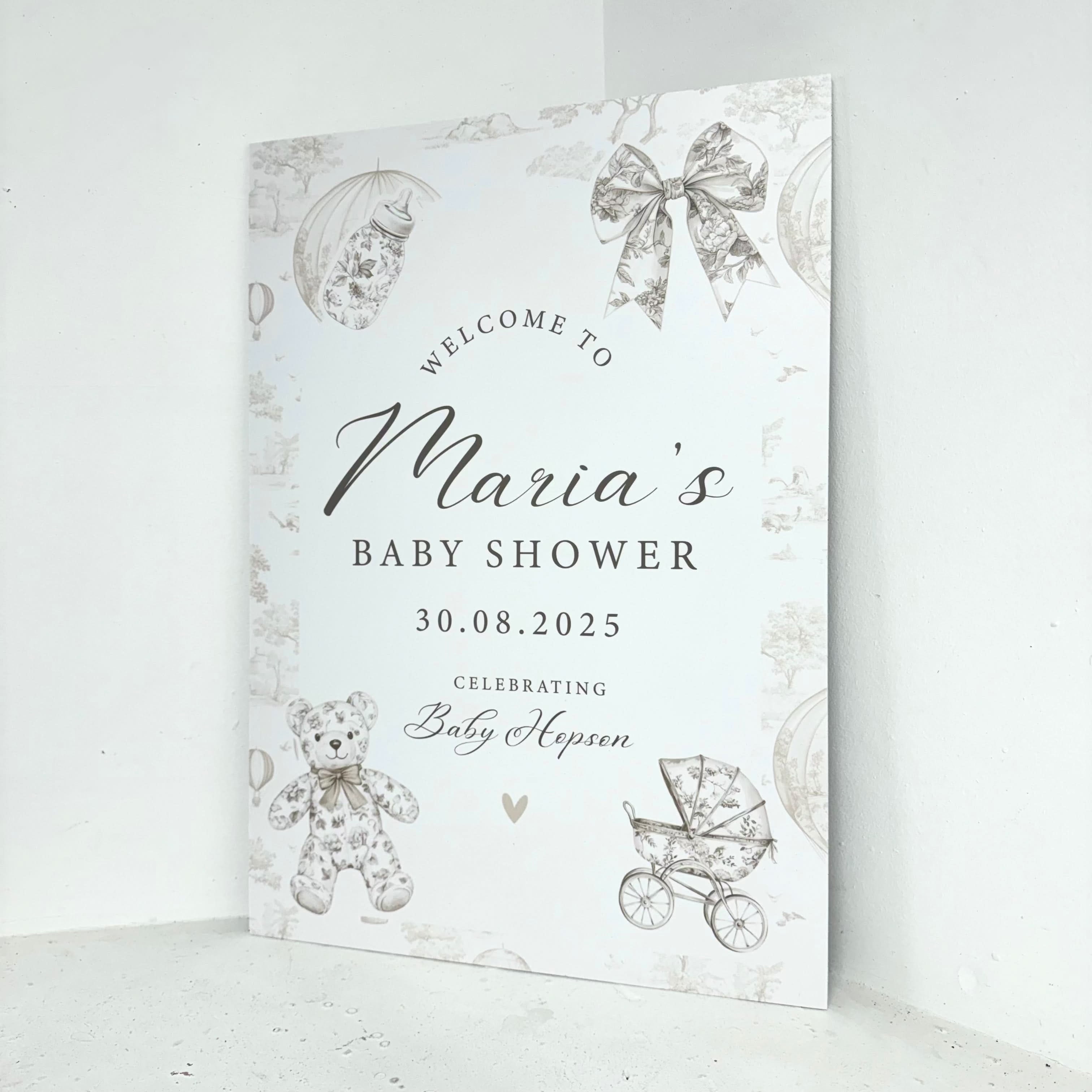 Cream Baby Shower Easel Sign