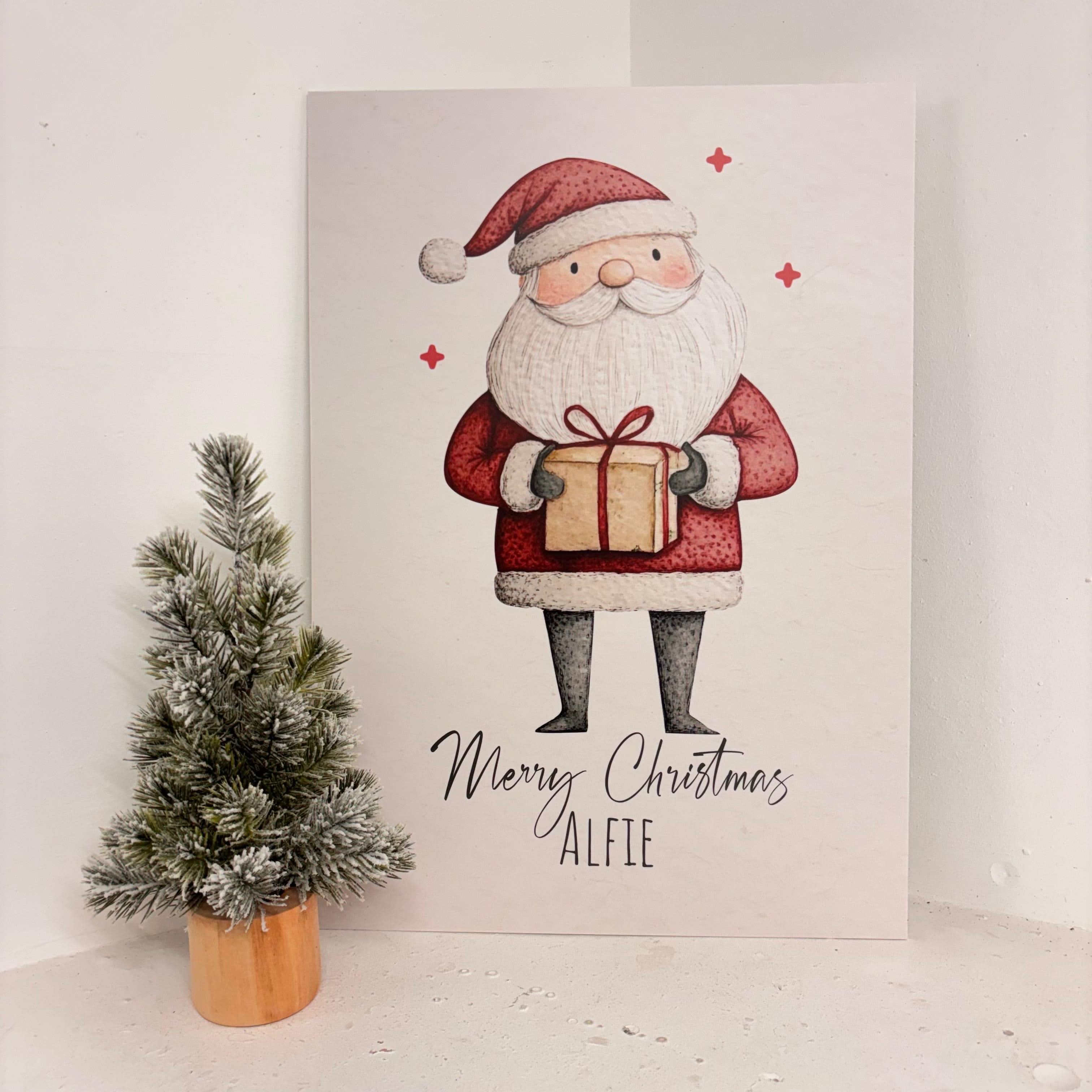Santa With Gift Easel Sign