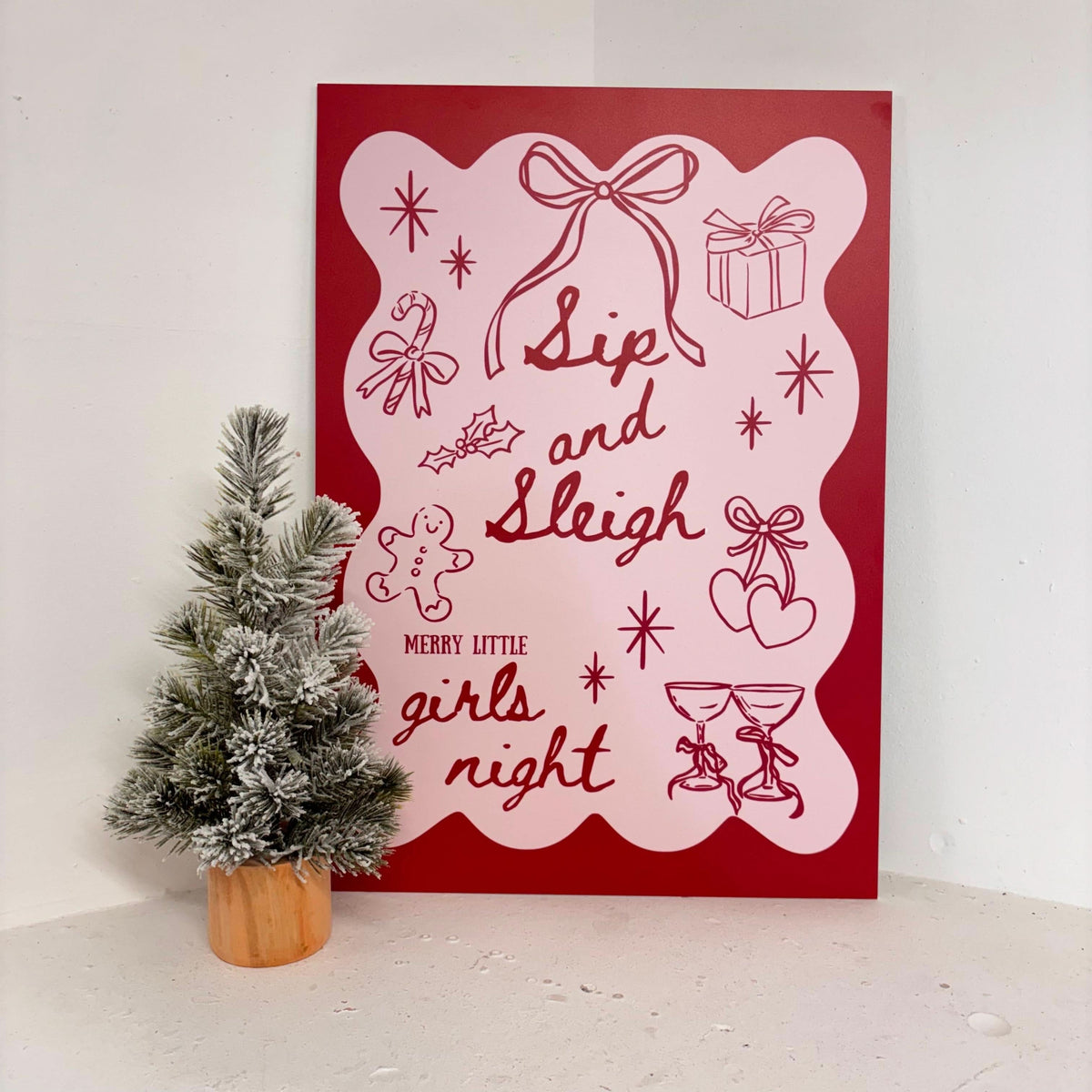 Personalised Sip & Sleigh Easel Sign | Zebra Print